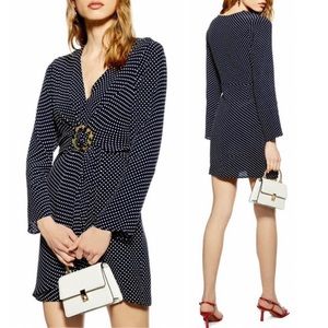 Topshop Navy Blue Polka Dot Mini Dress
